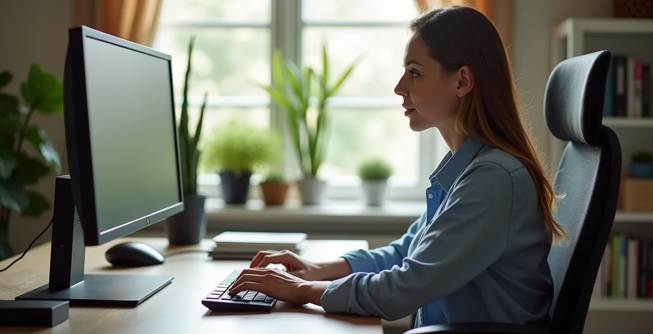 Ergonomisch eingerichteter Heimarbeitsplatz nach DGUV-Vorgaben