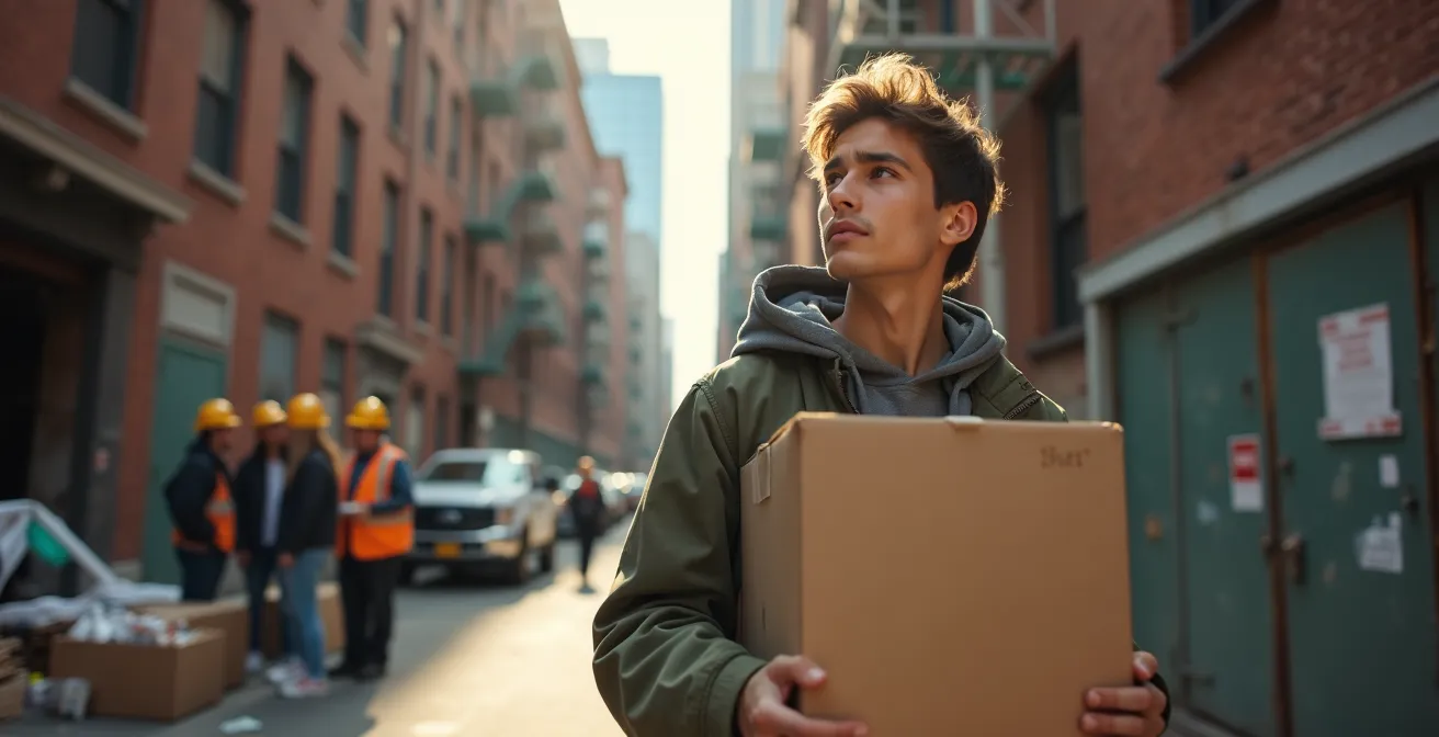 Straßenszene zeigt Kontrast zwischen Künstlerateliers und neuen Luxuswohnungen