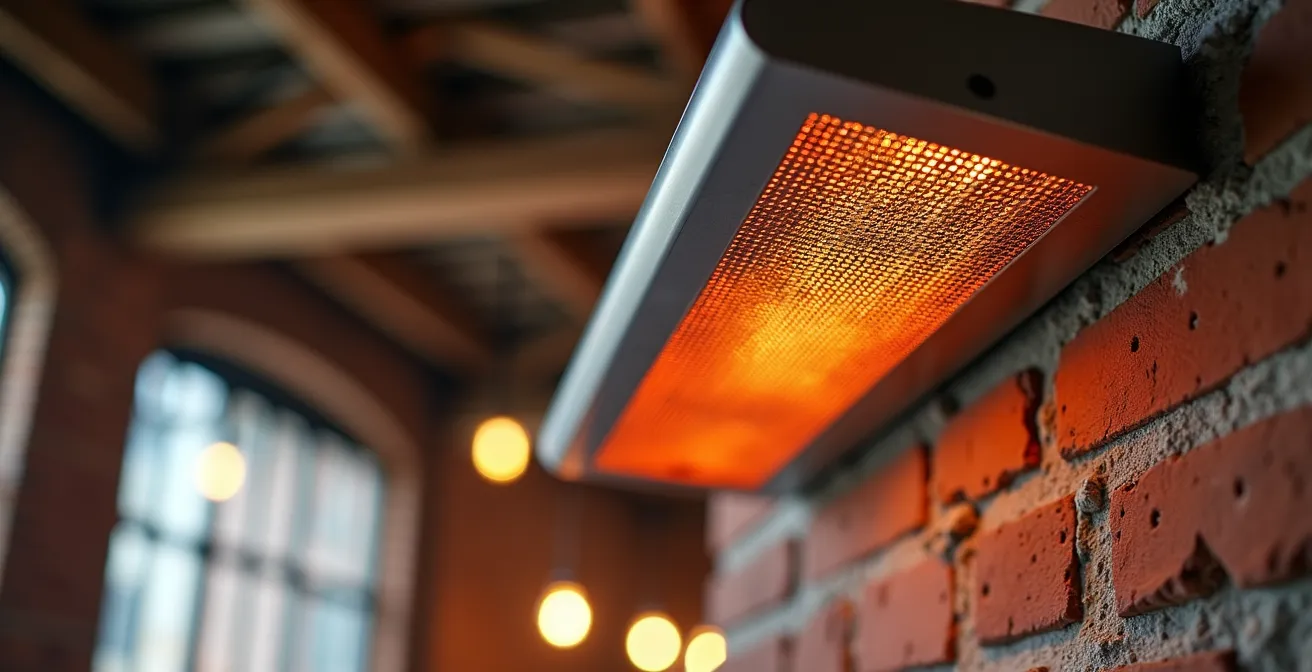 Industrieloft mit hohen Decken zeigt moderne Infrarot-Heizlösungen