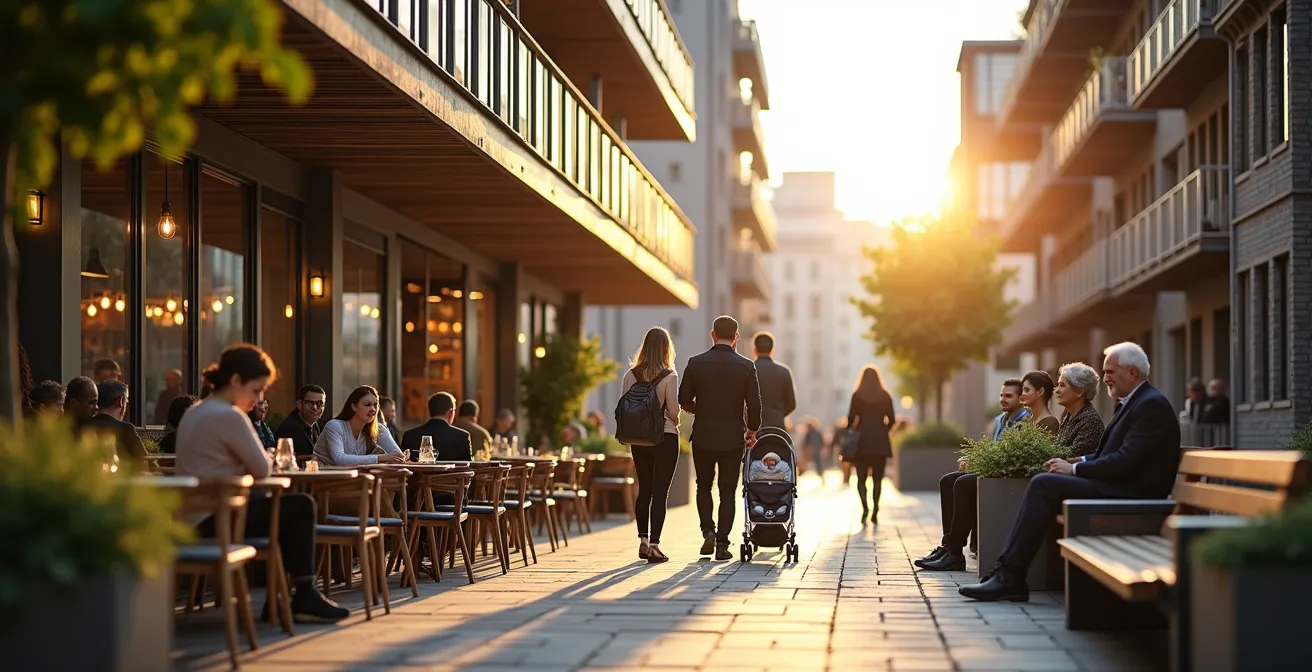 Gemischt genutztes Stadtquartier mit Wohnen, Arbeiten und Einkaufen