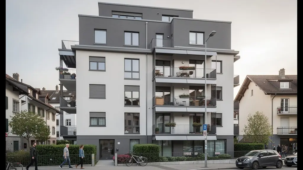 Modernes Mehrfamilienhaus in einem Zürcher Wohnquartier