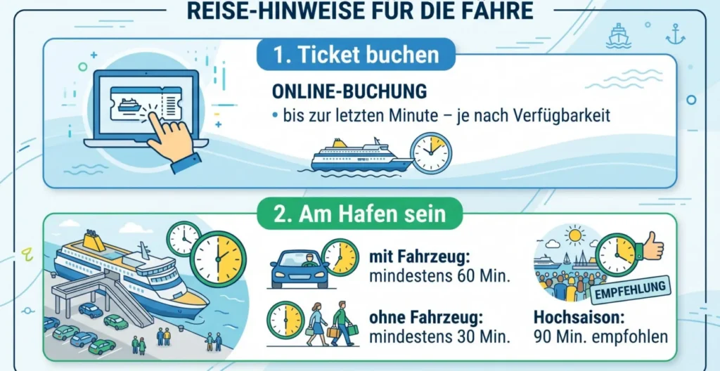 Diagramm zum Unterschied zwischen Last-Minute-Buchung und Einschiffungsfristen